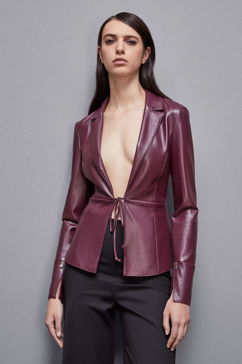 Patrizia Pepe Leather-effect Overshirt Jacket Lila | NWVED3469