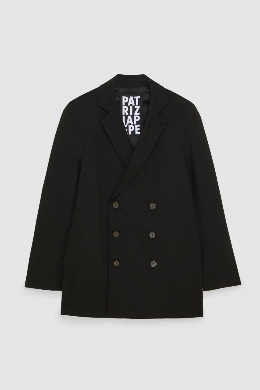 Patrizia Pepe Lined Double-breasted Coat Fekete | TODNM3028