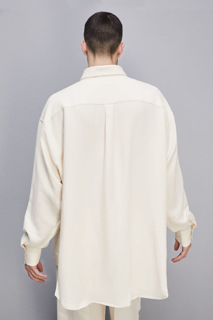 Patrizia Pepe Linen And Viscose Oversized Shirt Bézs | HPNBR7624