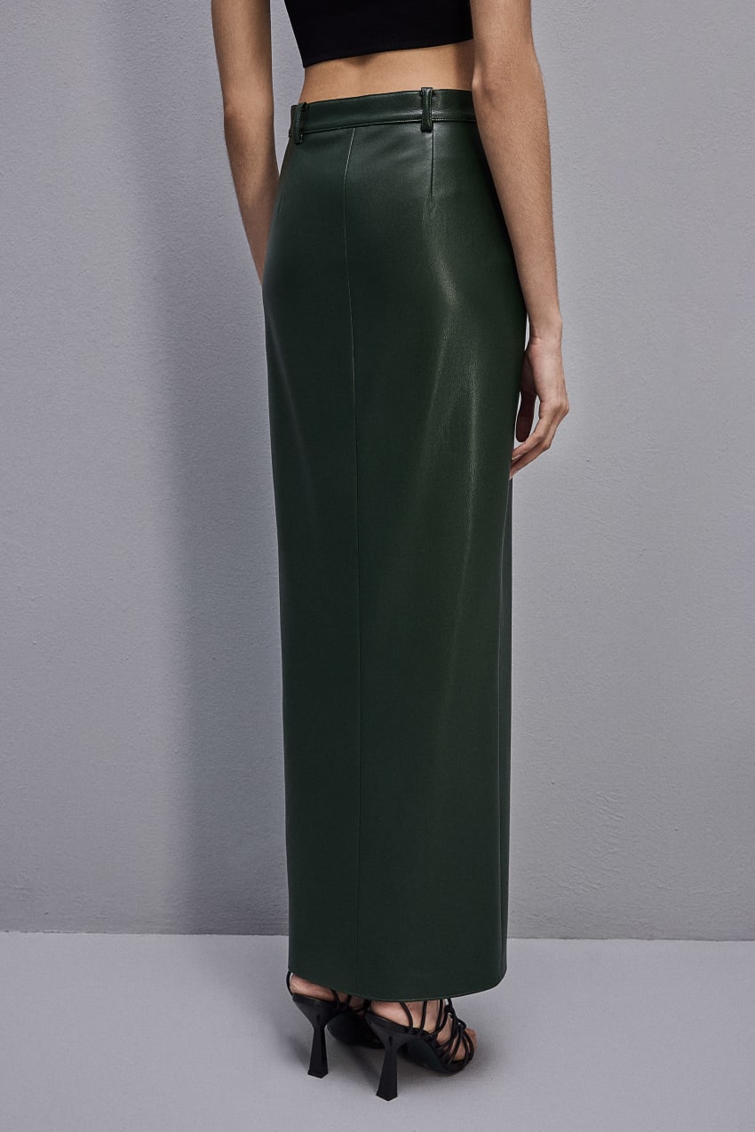 Patrizia Pepe Long Skirt In Coated Fabric Zöld | EVJBA8941