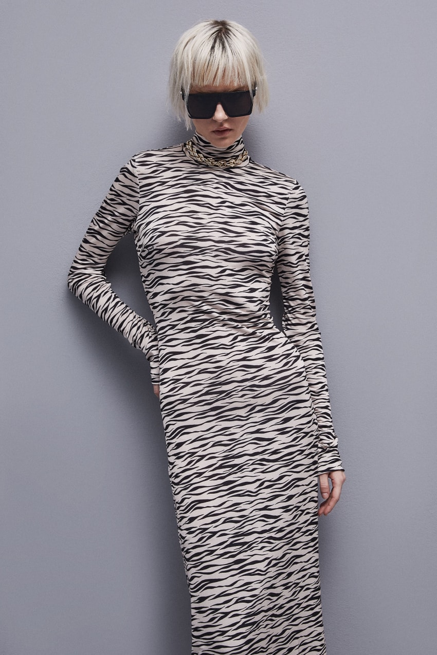 Patrizia Pepe Long Slim Fit Dress Animalier | SVTRA4895