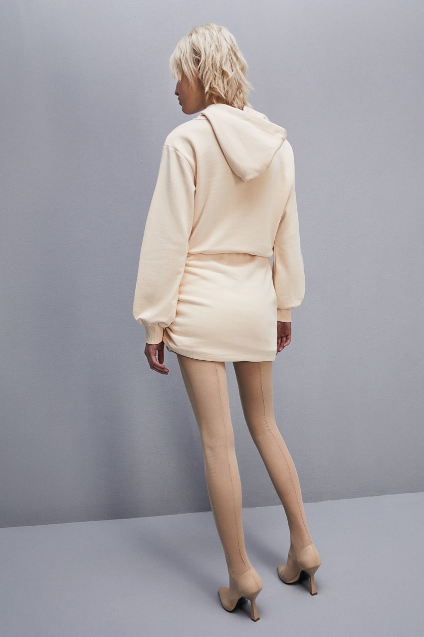 Patrizia Pepe Long-sleeved Fleece Dress Bézs | EXKGC1640