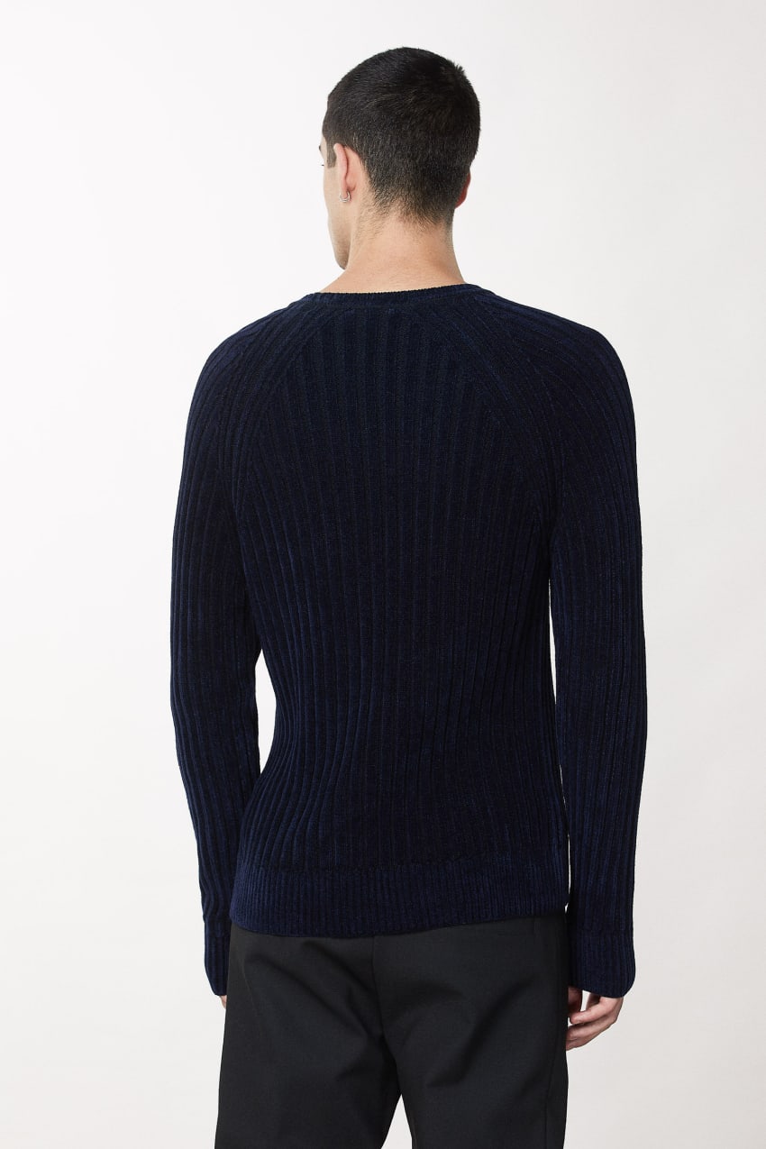 Patrizia Pepe Long-sleeved Ribbed Sweater Kék | FCQVO9106