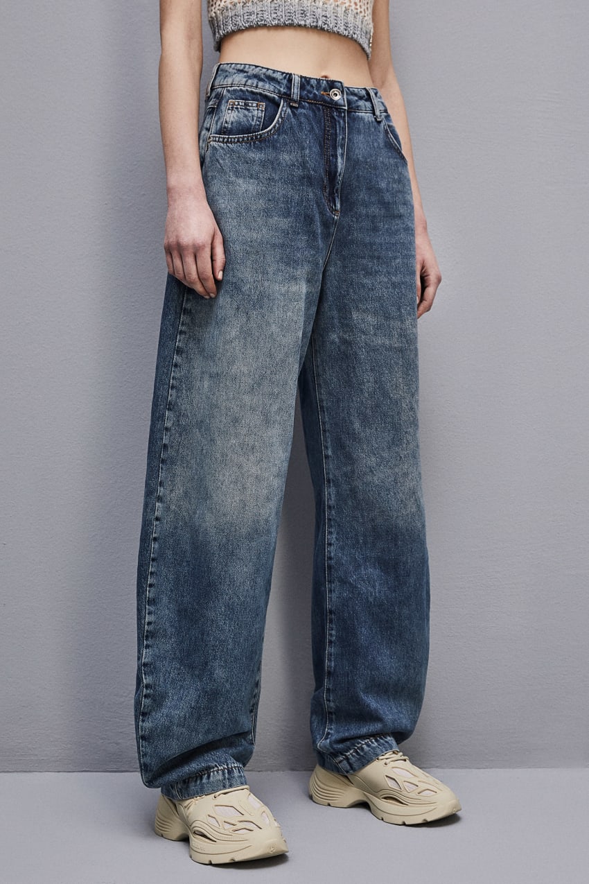 Patrizia Pepe Low Waist Balloon Denim Pants Világos Kék | XCGDQ2548