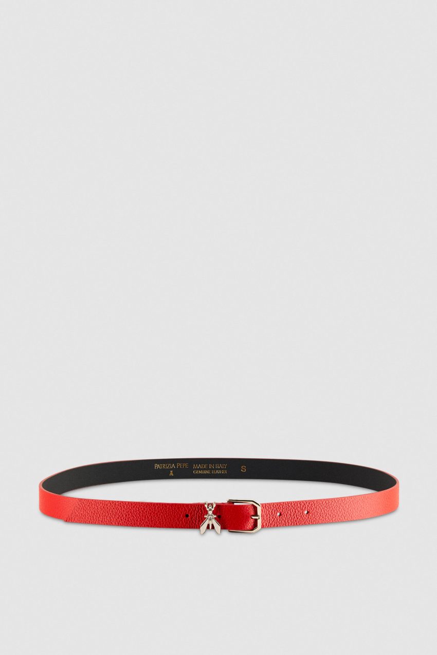 Patrizia Pepe Low-waist Hammered Leather Belt Piros | ASHKG1463