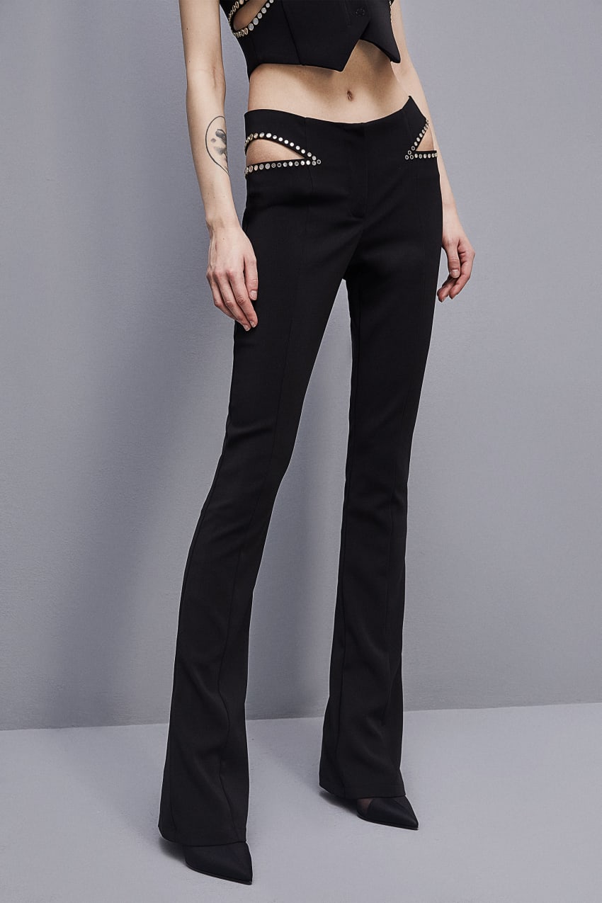 Patrizia Pepe Low-waisted Crepe Pants Fekete | YBWKX2503