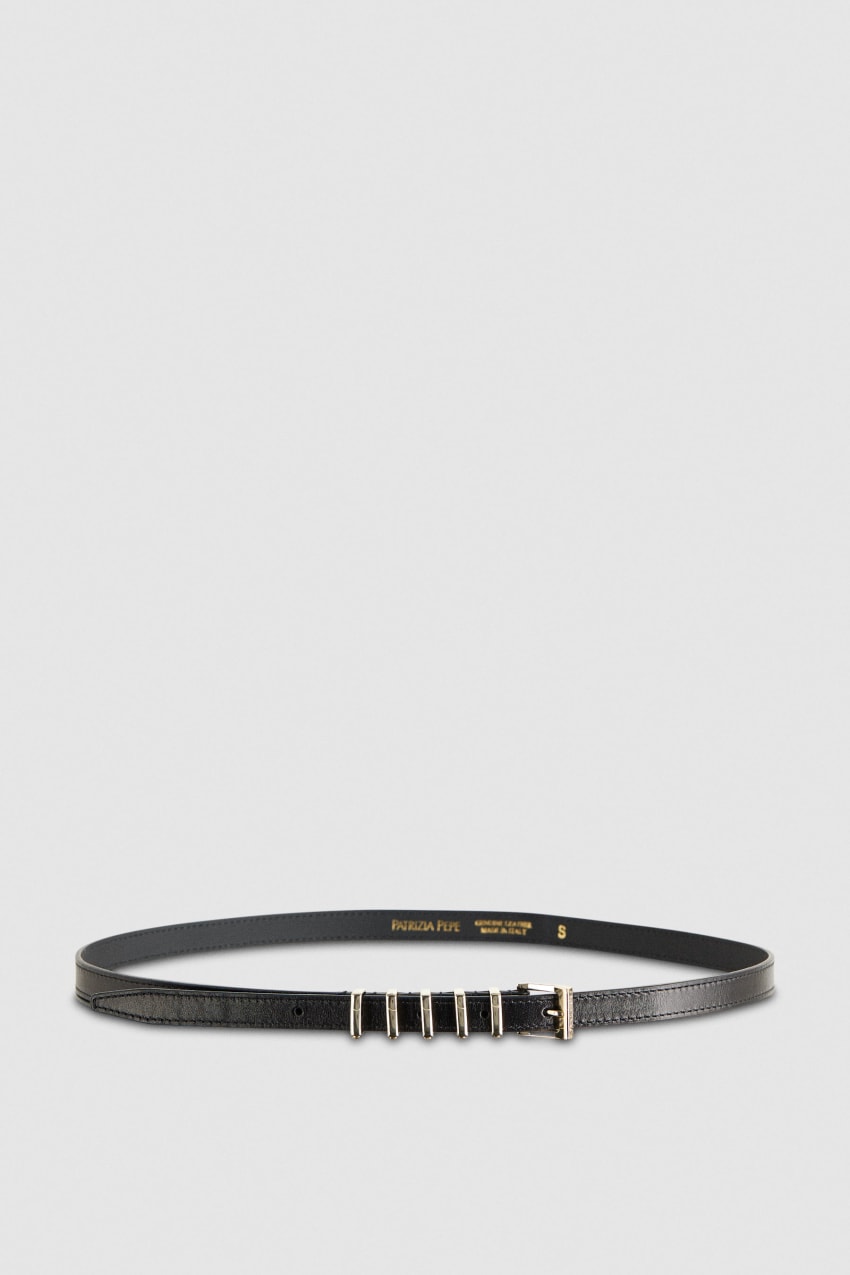 Patrizia Pepe Low-waisted Leather Belt Fekete | UJNQV6392