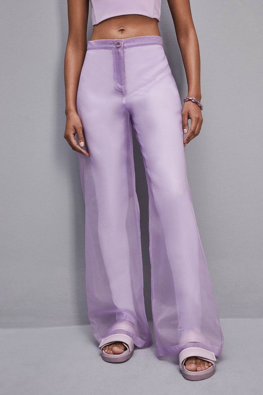 Patrizia Pepe Low-waisted Palazzo Fit Pants In Jersey Lila | IAKZW4608