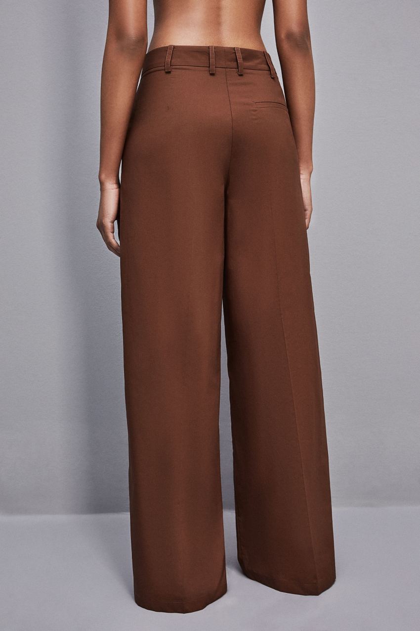 Patrizia Pepe Low-waisted Palazzo Fit Pants Barna | KQSVX7830