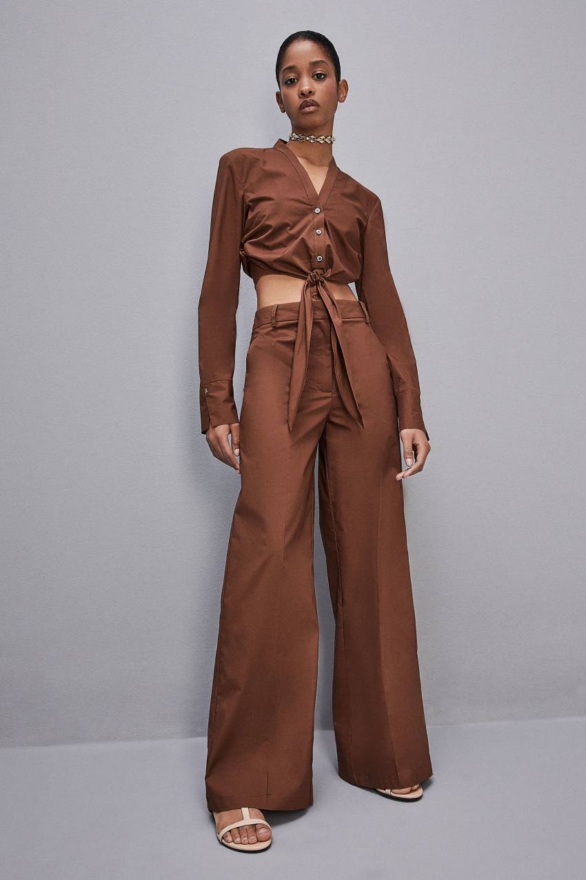 Patrizia Pepe Low-waisted Palazzo Fit Pants Barna | KQSVX7830