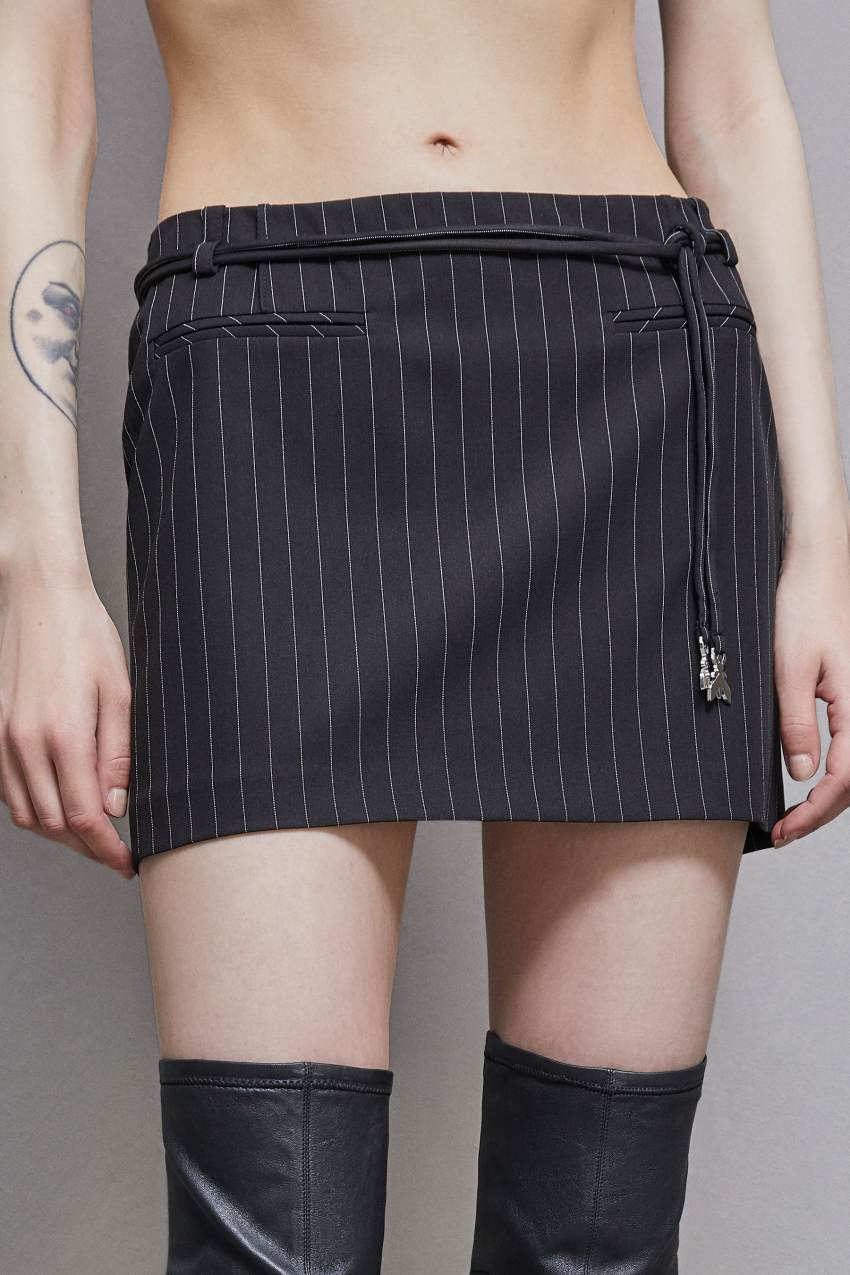 Patrizia Pepe Low-waisted Pinstripe Miniskirt Fekete | BGFJV4689