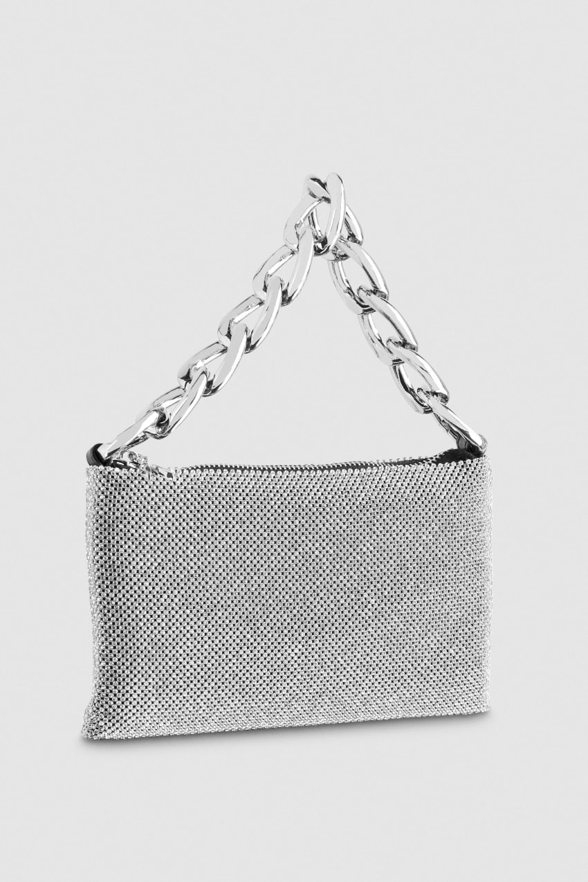 Patrizia Pepe Maxichain Rhinestone Clutch Bag Titán | EZGTD7352