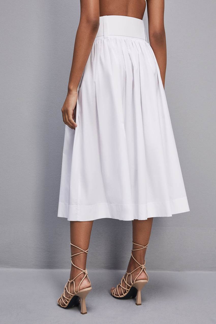 Patrizia Pepe Midi Flared Skirt With Belt Fehér | CBKVJ0728