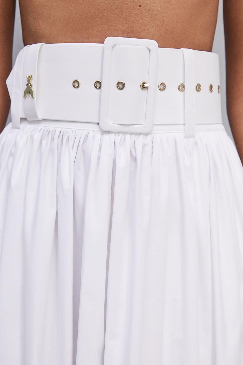 Patrizia Pepe Midi Flared Skirt With Belt Fehér | CBKVJ0728