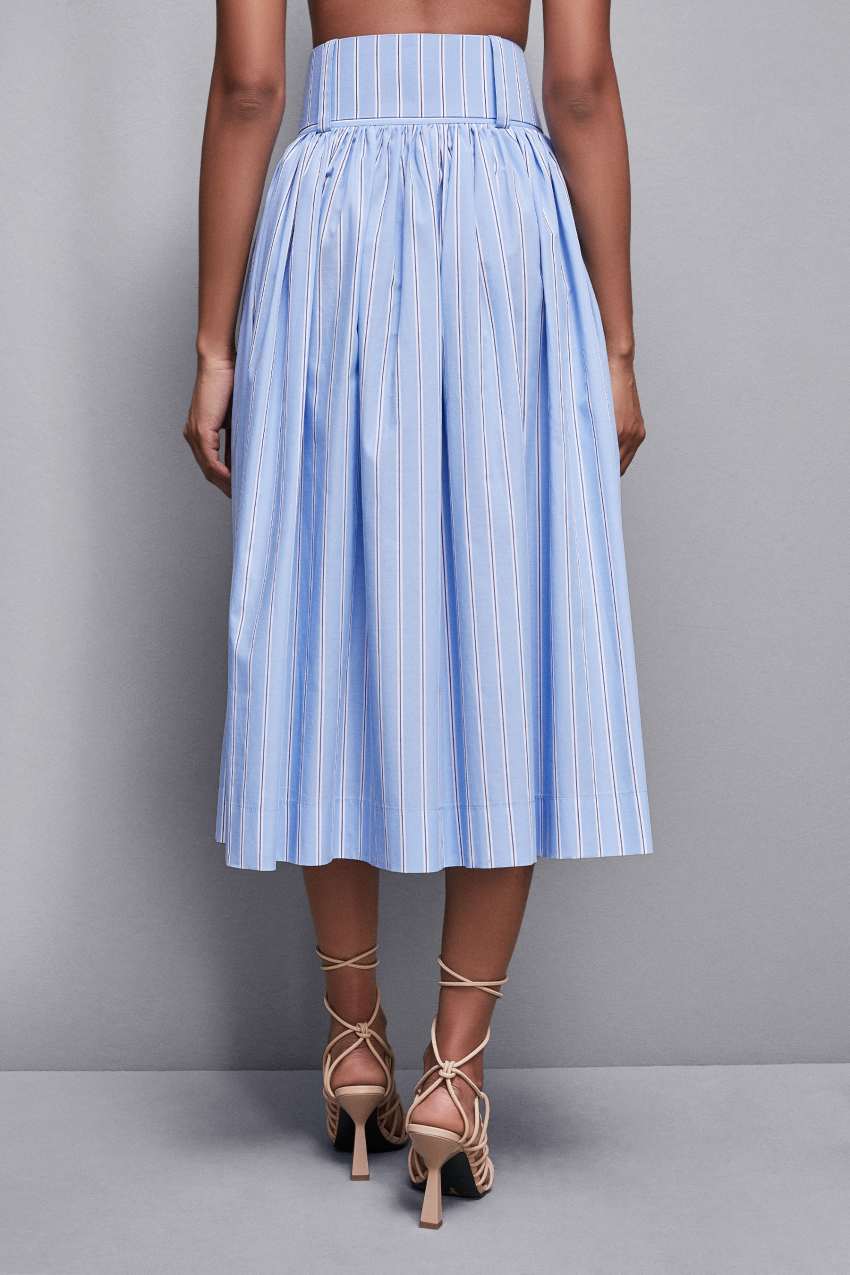 Patrizia Pepe Midi Flared Skirt With Belt Világos Kék | FPHWY3074