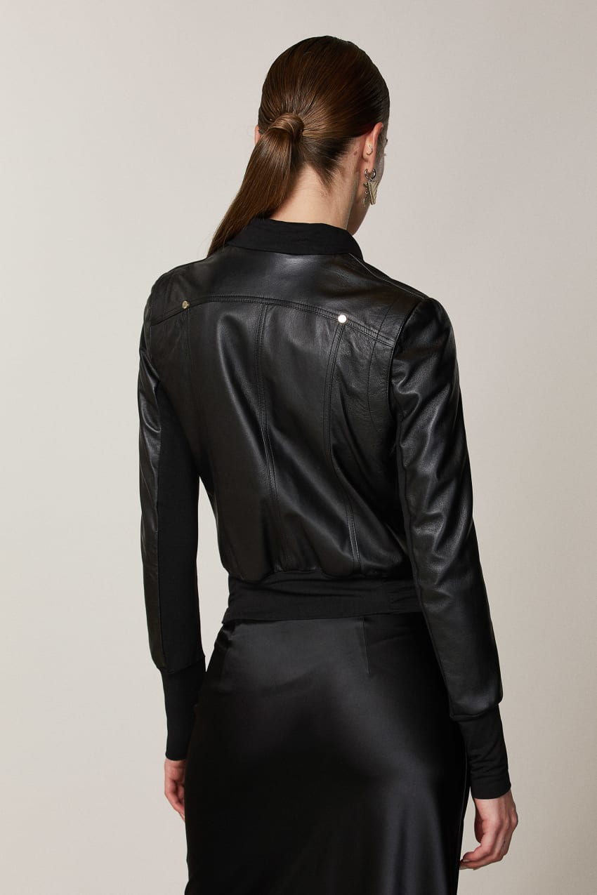 Patrizia Pepe Nappa Lambskin Jacket Fekete | CINPH5042