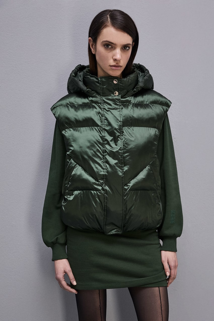 Patrizia Pepe Nylon Sleeveless Down Jacket Zöld | JXTLA4012