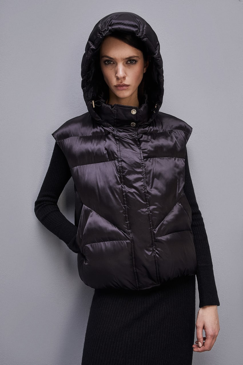 Patrizia Pepe Nylon Sleeveless Down Jacket Fekete | OLVEN4530