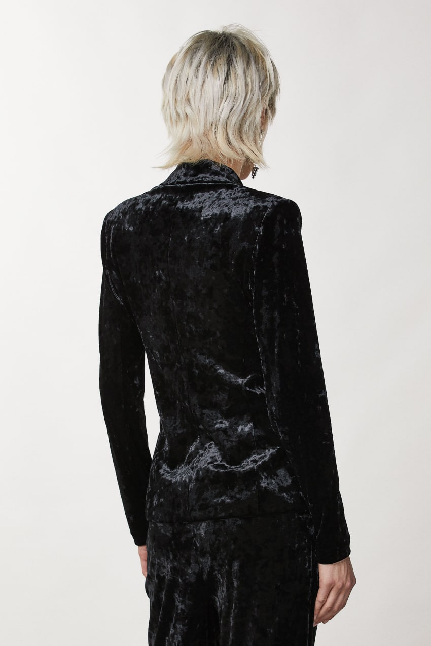 Patrizia Pepe One-button Velvet Jacket Fekete | TMKSF6240