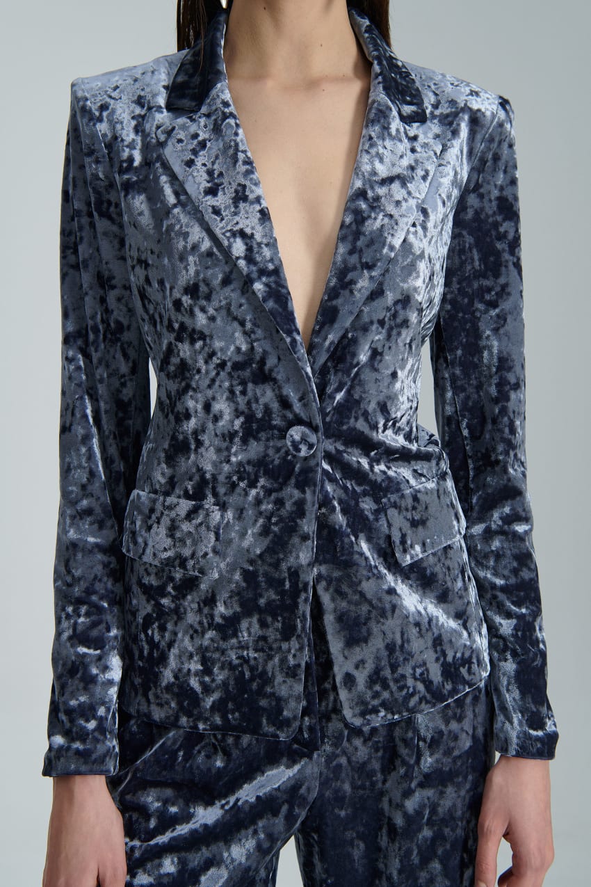 Patrizia Pepe One-button Velvet Jacket Kék | EZGDB0132