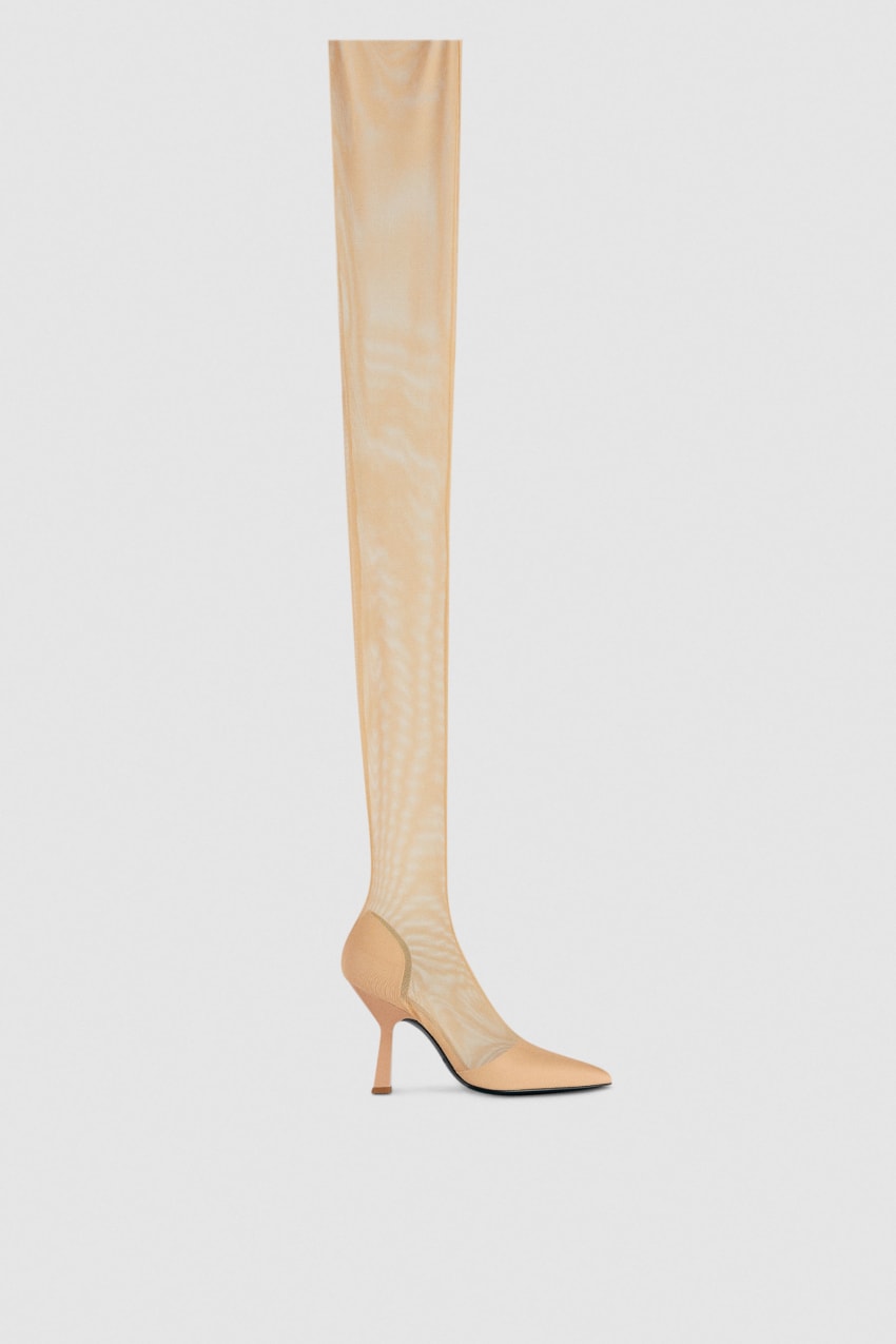 Patrizia Pepe Overknee Boots In Tulle Bézs | FPBAT6425