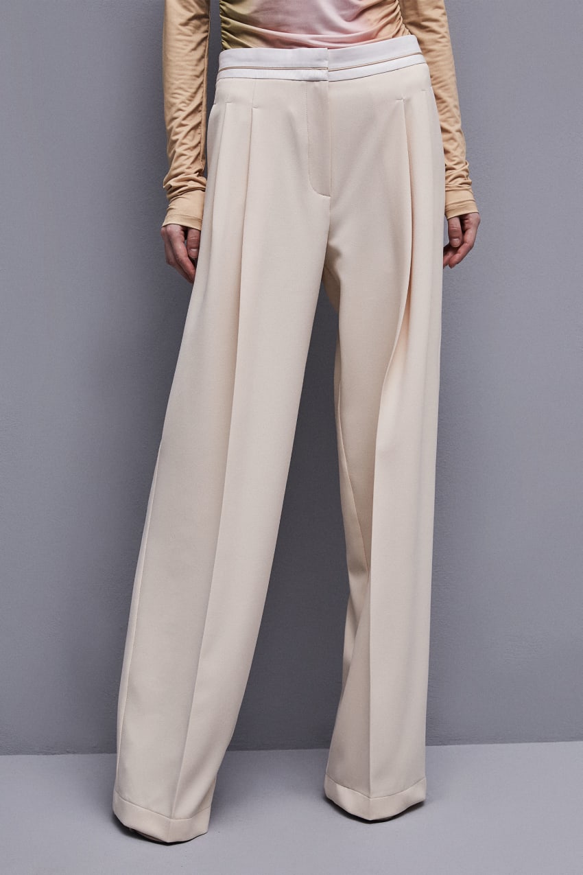 Patrizia Pepe Palazzo Pants In Technical Fabric Bézs | QIVMU5803