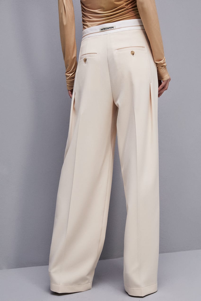 Patrizia Pepe Palazzo Pants In Technical Fabric Bézs | QIVMU5803