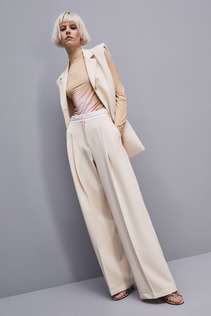 Patrizia Pepe Palazzo Pants In Technical Fabric Bézs | QIVMU5803