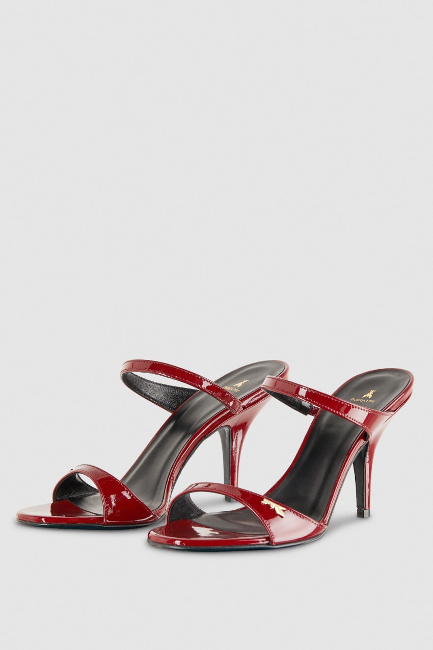 Patrizia Pepe Patent Leather Heeled Sandals Piros | HXJNI8409