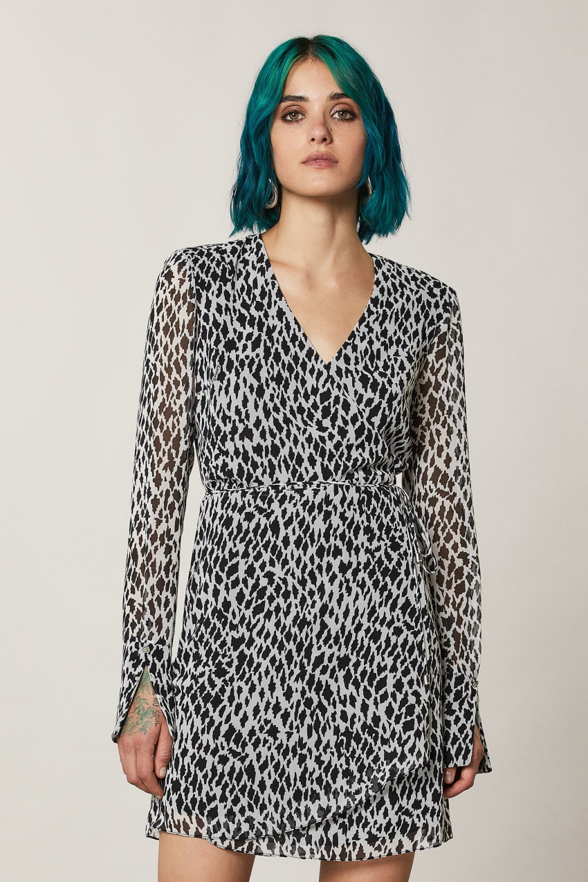 Patrizia Pepe Patterned Georgette Dress Fehér | YJNKC1508