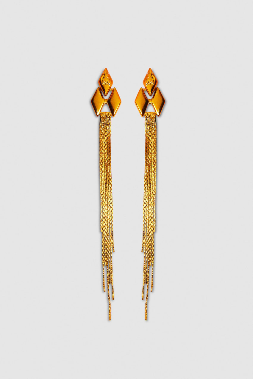 Patrizia Pepe Pendant Earrings With Micro Fly Links And Metal Fringing Narancssárga | MQHAP3728