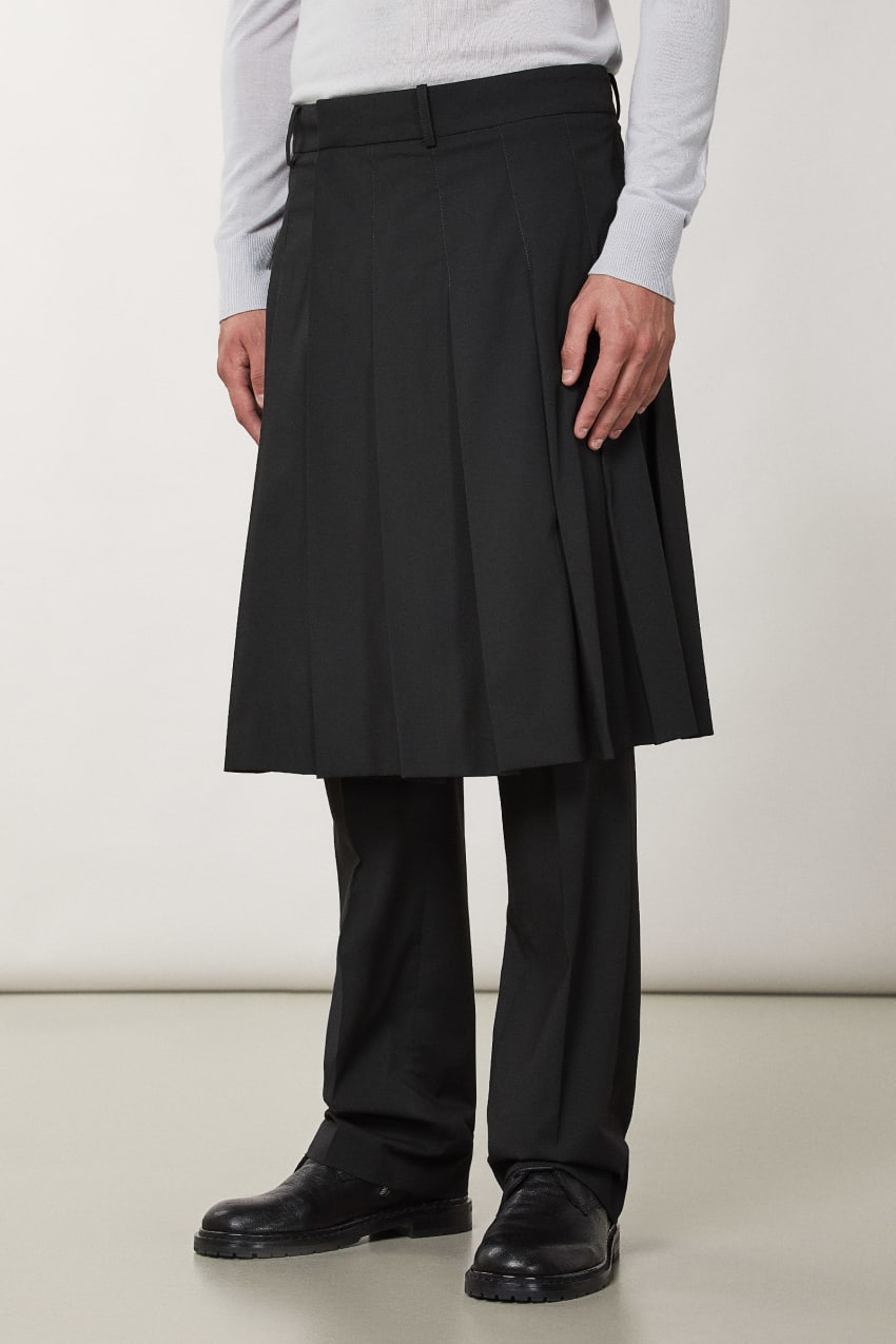 Patrizia Pepe Pleated Canvas Skirt Fekete | TSECU9314