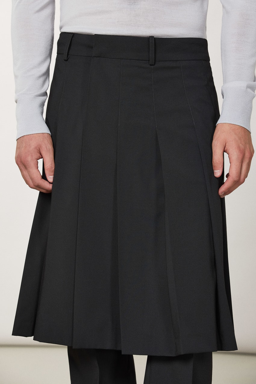 Patrizia Pepe Pleated Canvas Skirt Fekete | TSECU9314