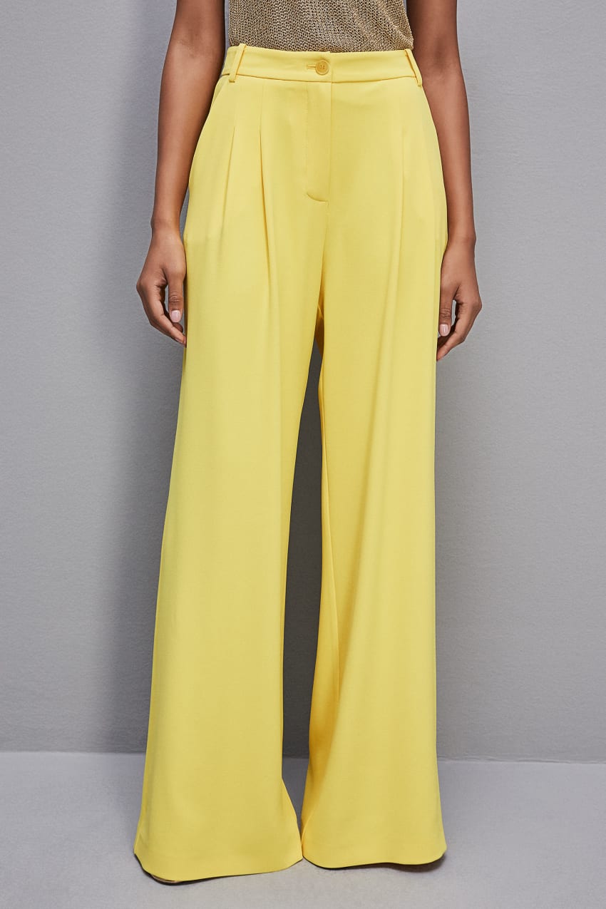 Patrizia Pepe Pleated Pants In Fluid Twill Sárga | EANYK1934