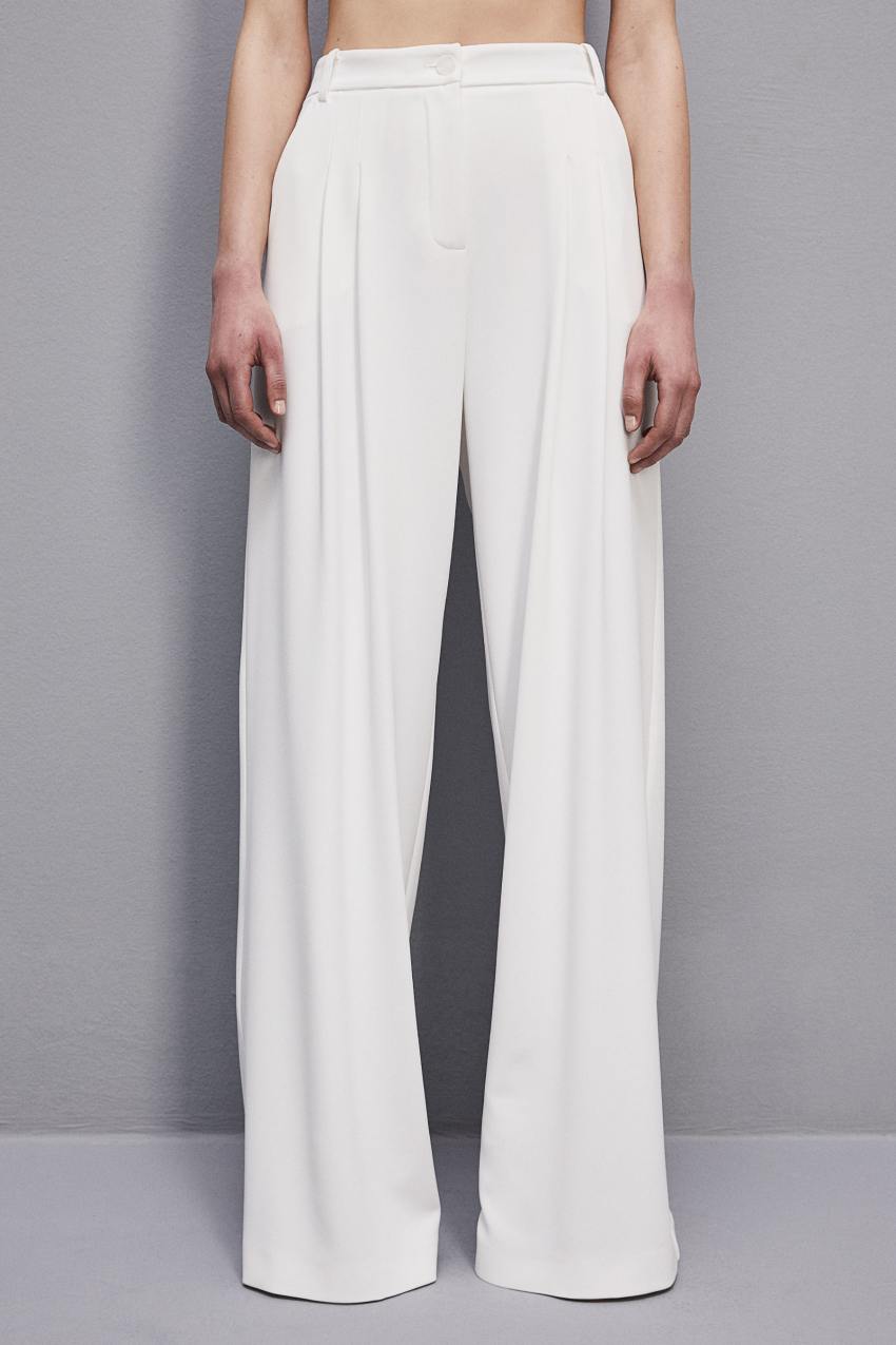 Patrizia Pepe Pleated Pants In Fluid Twill Fehér | GDQMP3207