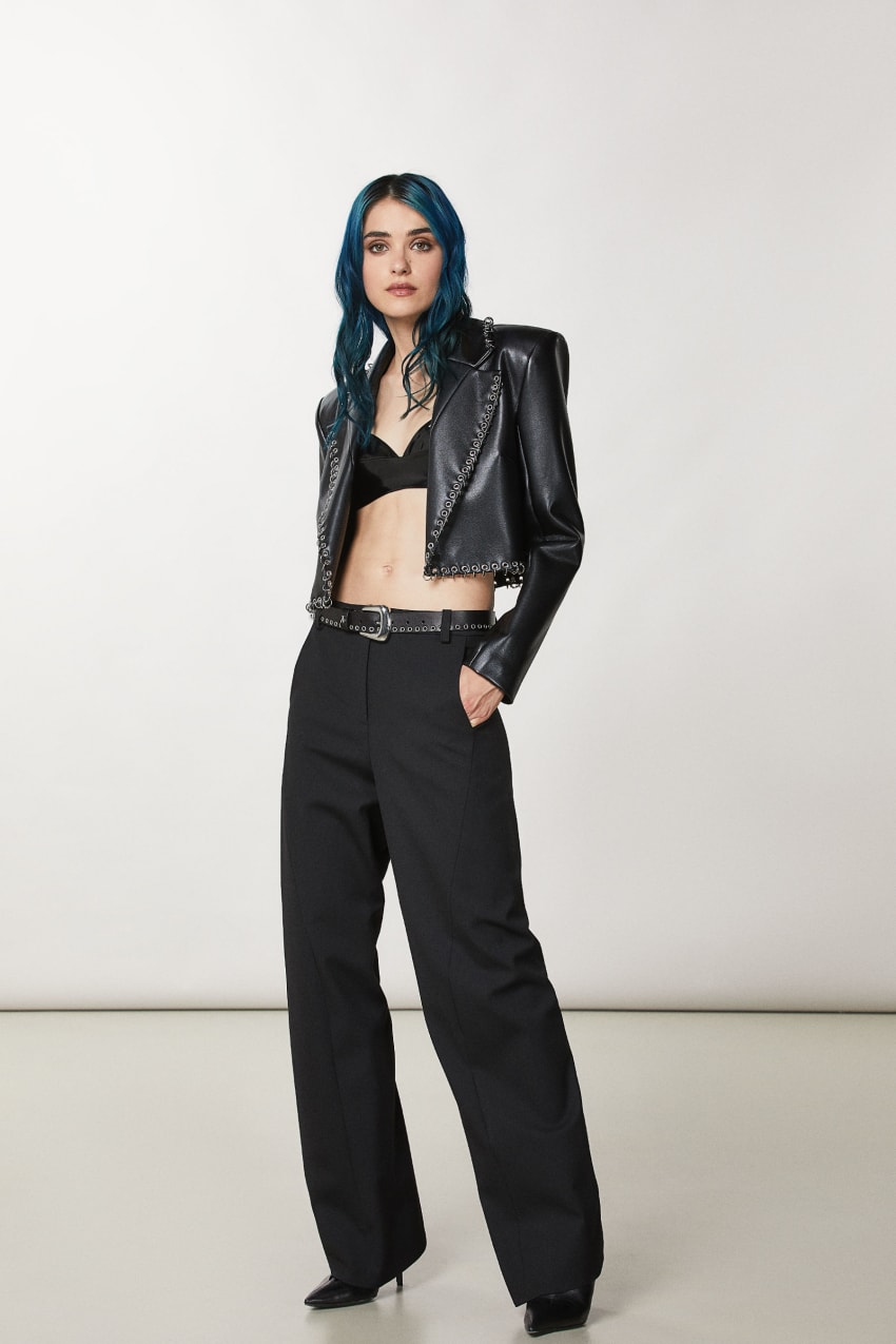 Patrizia Pepe Post Punk Cropped Jacket Fekete | QDIRA3591