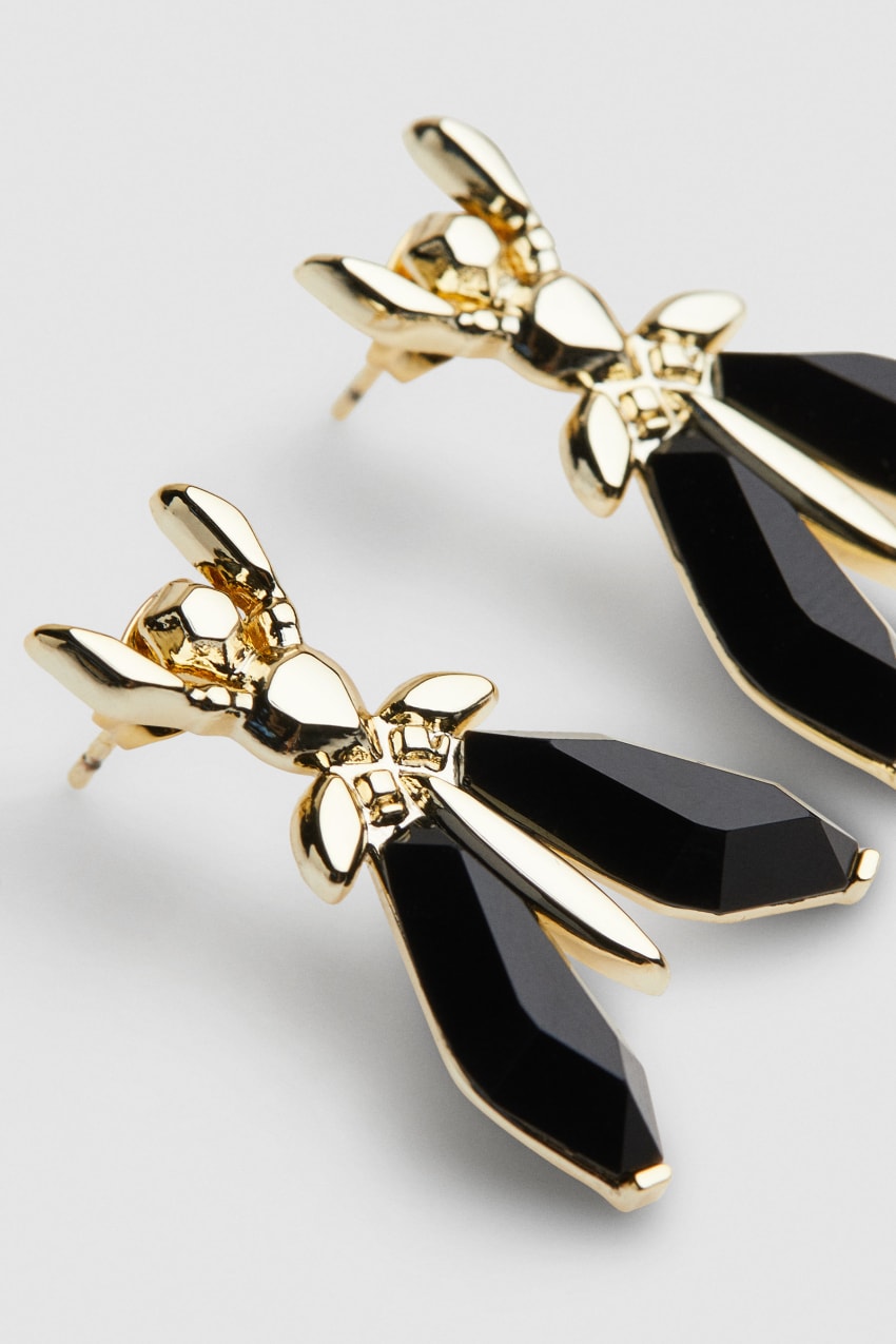 Patrizia Pepe Precious Fly Earrings With Stones Fekete | GTWAR7569