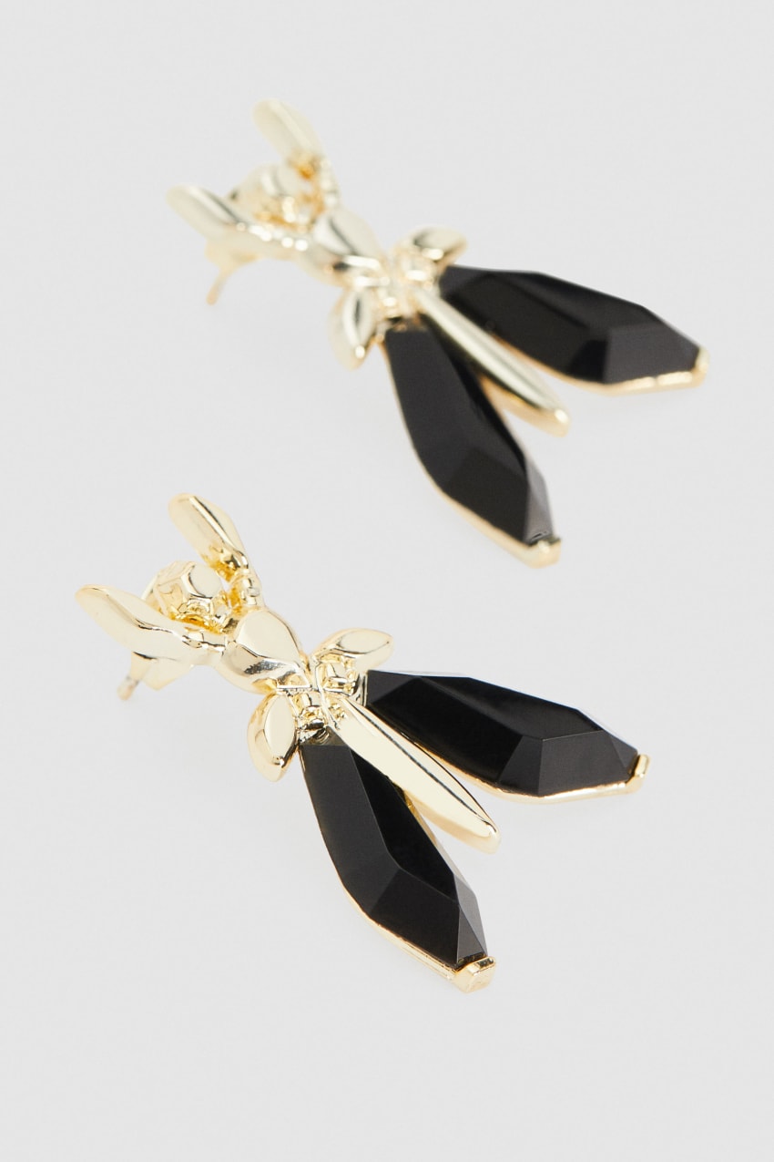 Patrizia Pepe Precious Fly Earrings With Stones Fekete | GTWAR7569