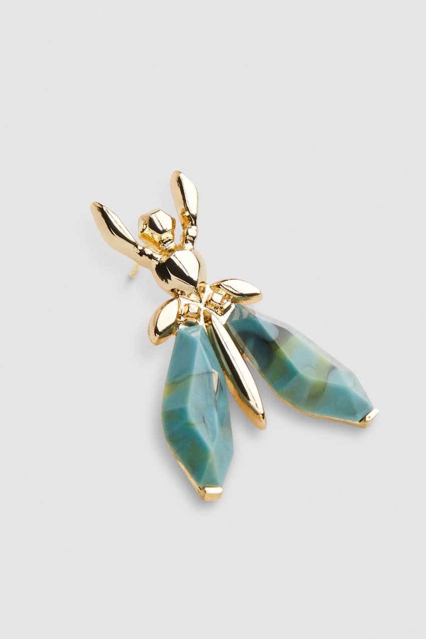 Patrizia Pepe Precious Fly Earrings With Stones Zöld | WTOEZ3502