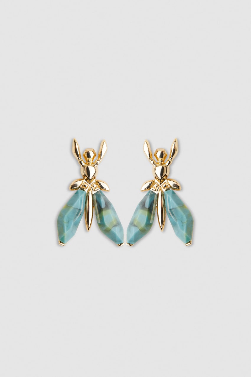 Patrizia Pepe Precious Fly Earrings With Stones Zöld | WTOEZ3502