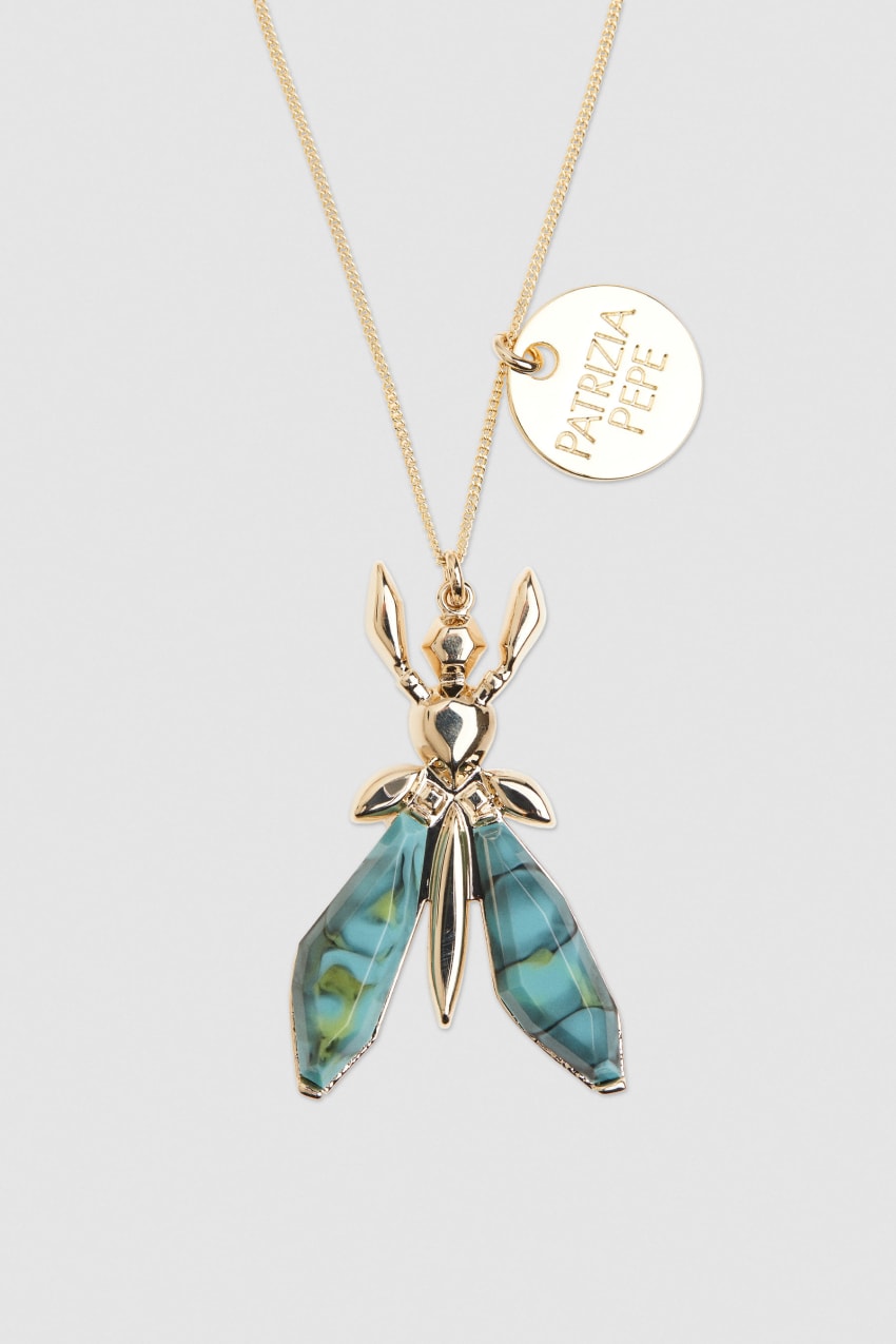 Patrizia Pepe Precious Fly Necklace With Stones Zöld | MCYNZ2096