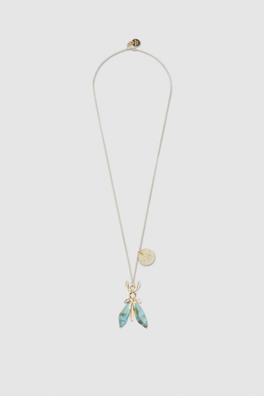 Patrizia Pepe Precious Fly Necklace With Stones Zöld | MCYNZ2096