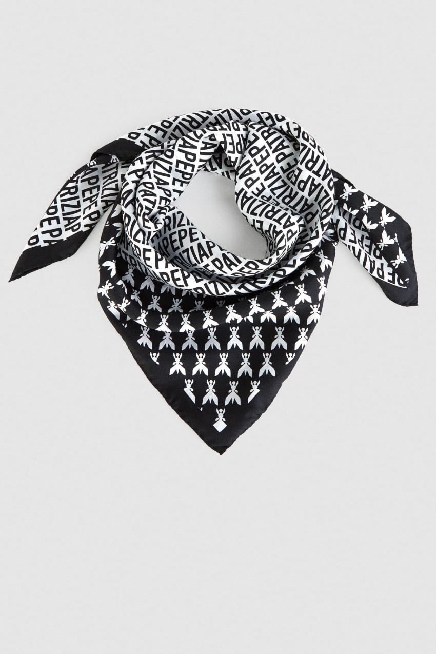 Patrizia Pepe Printed Silk Neckerchief Fehér | YRFGE1803