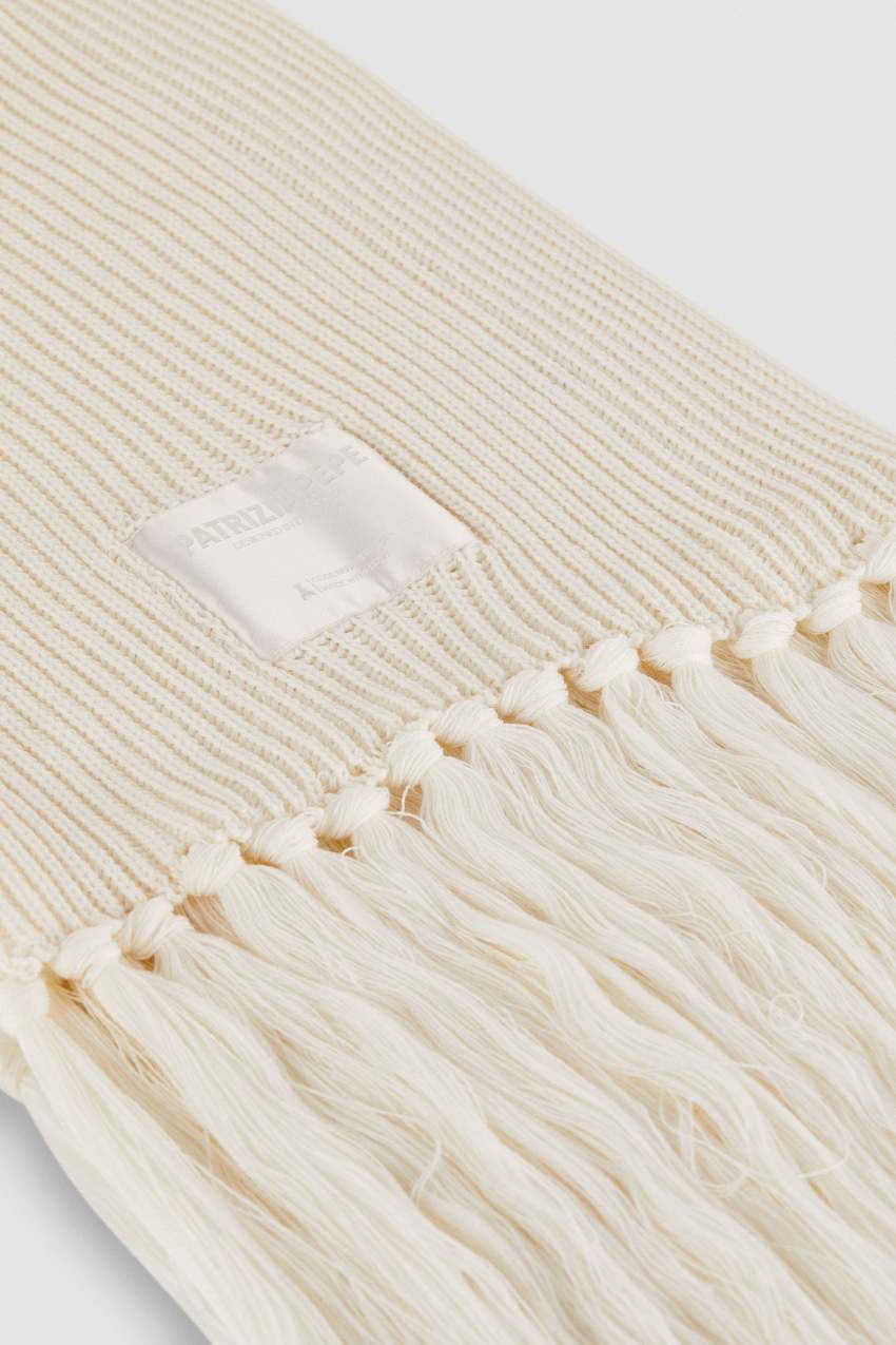 Patrizia Pepe Ribbed Scarf With Fabric Fringes Bézs | DLQAN8594