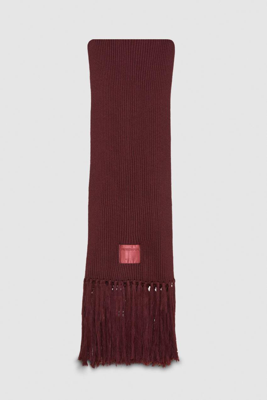 Patrizia Pepe Ribbed Scarf With Fabric Fringes Lila | BDYSJ6159