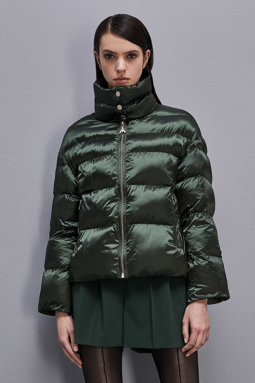 Patrizia Pepe Shiny Nylon Down Jacket Zöld | FBUIS7619