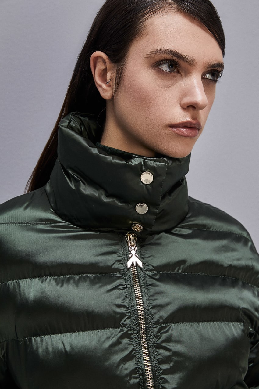 Patrizia Pepe Shiny Nylon Down Jacket Zöld | FBUIS7619