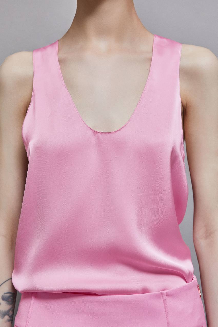 Patrizia Pepe Shiny Satin Blouse Rózsaszín | SDHWU1269