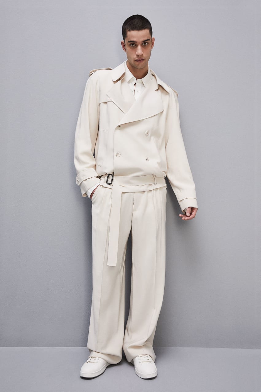 Patrizia Pepe Short Trench-effect Jacket In Viscose Twill Bézs | LOZHD2793