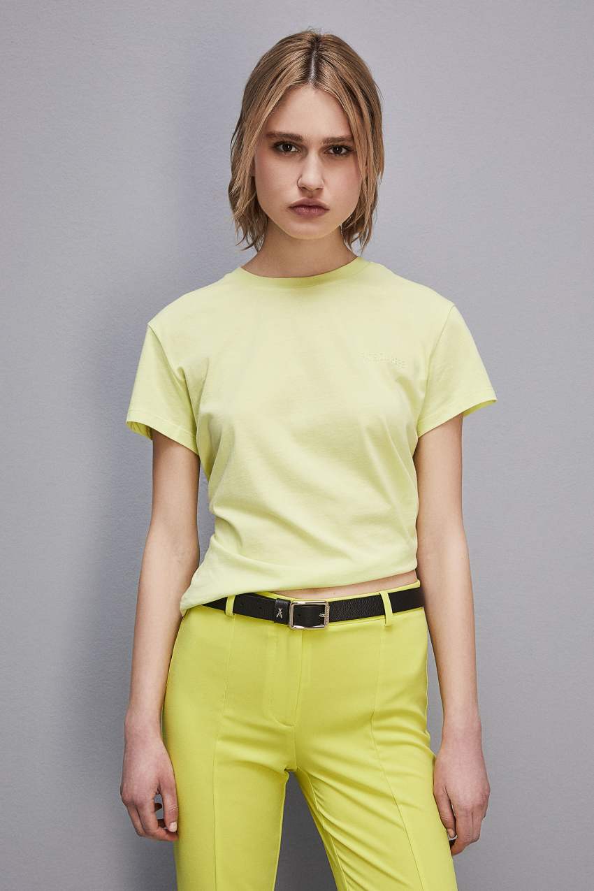 Patrizia Pepe Short-sleeved T-shirt With Logo In Organic Cotton Sárga | ZNWAG2058